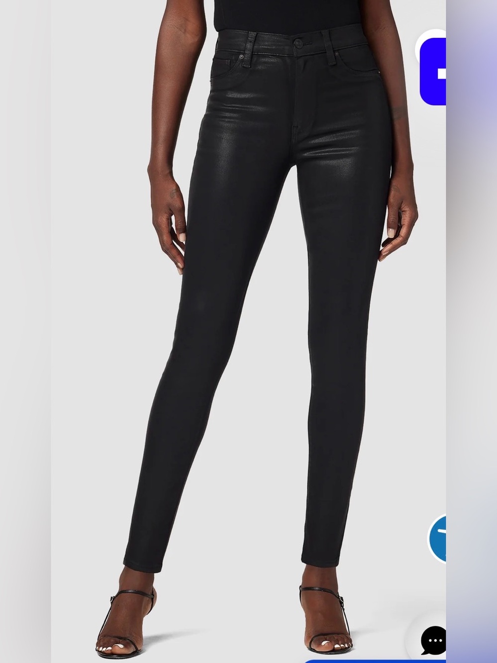 Hudson Barbara Noir Super Skinny Coated Denim Jeans